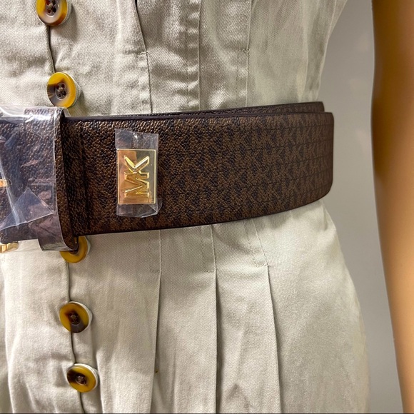 🤎NWT MICHAEL KORS LOGO STRETCH BELT L/XL - Picture 2 of 11